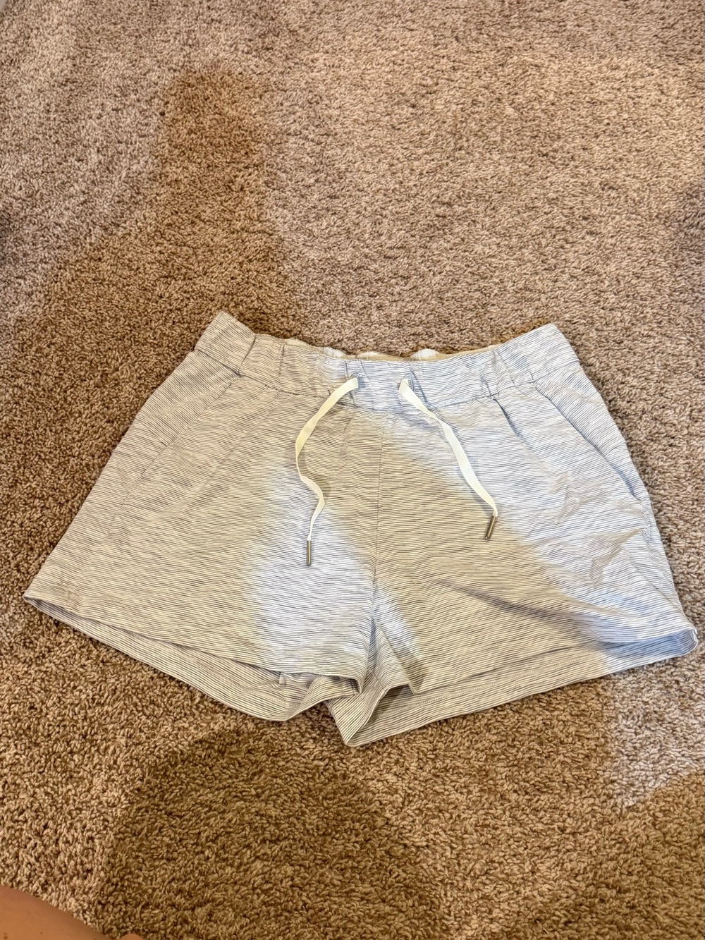 lululemon athletica Heathered Light Gray Drawstring Athletic Shorts